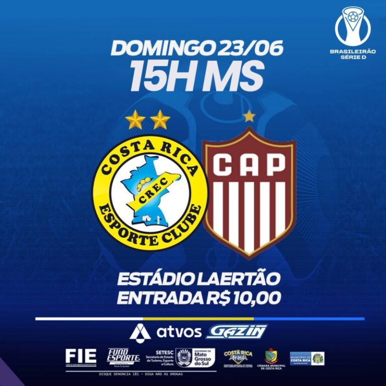 Jogando em casa, Costa Rica busca vitória contra o Patrocinense no domingo