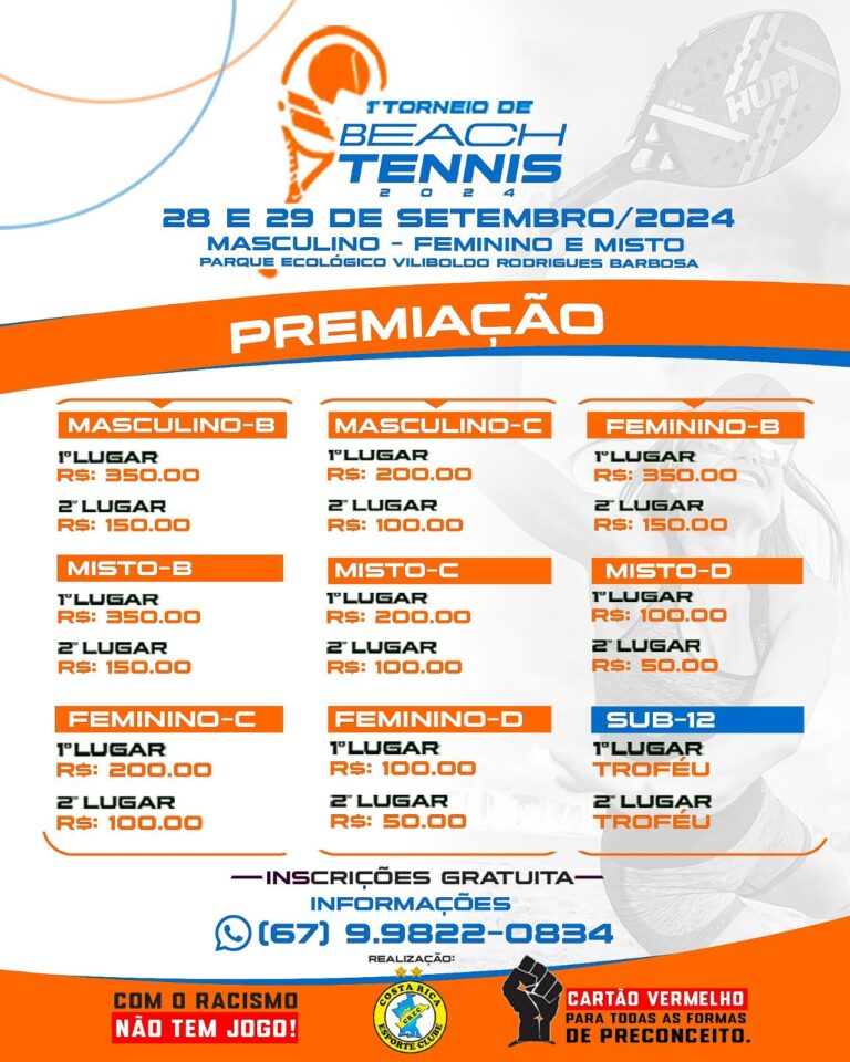 Costa Rica se prepara para o 1º Torneio de Beach Tennis no Parque Ecológico