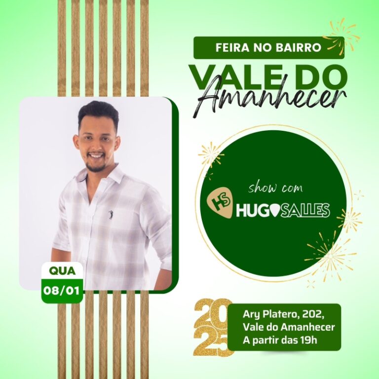 Hugo Sales será atração na Feira no Bairro Vale do Amanhecer na quarta-feira