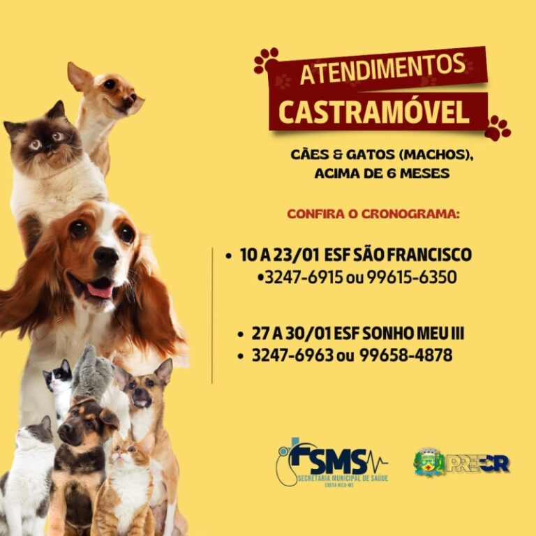 Castramóvel atende até quinta-feira na ESF São Francisco em Costa Rica