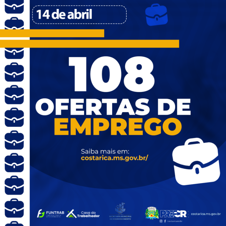 Casa do Trabalhador de Costa Rica abre semana com 108 vagas de emprego