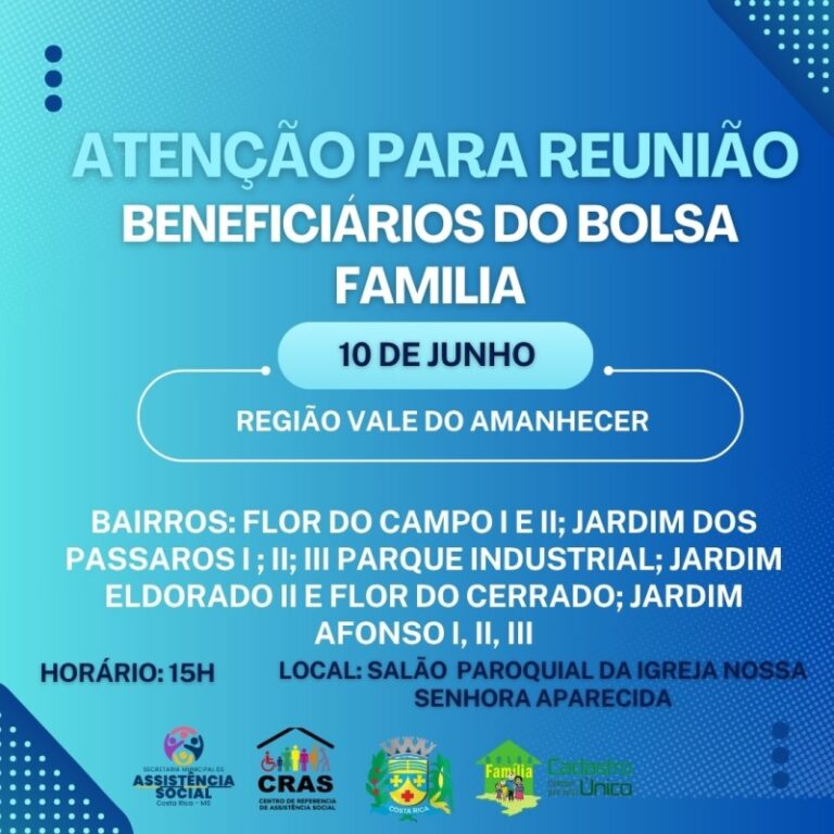 Reunião socioeducativa do Bolsa Família acontece dia 10 no Vale do Amanhecer em Costa Rica