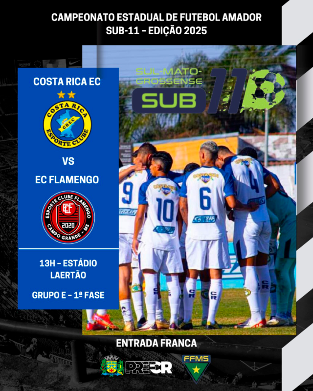 Costa Rica EC estreia no Campeonato Estadual Sub-11 neste sábado no Laertão