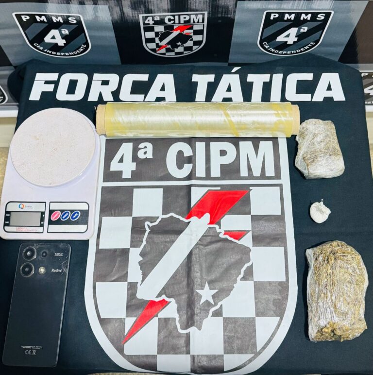 Força Tática da 4ª CIPM prende homem por tráfico de drogas em Chapadão do Sul