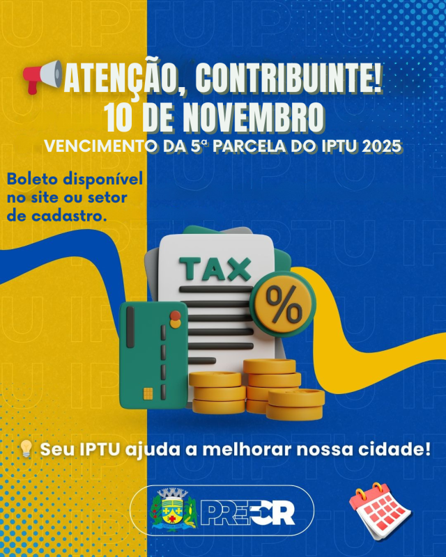 Prazo para quitar a 5ª Parcela do IPTU em Costa Rica encerra nesta segunda