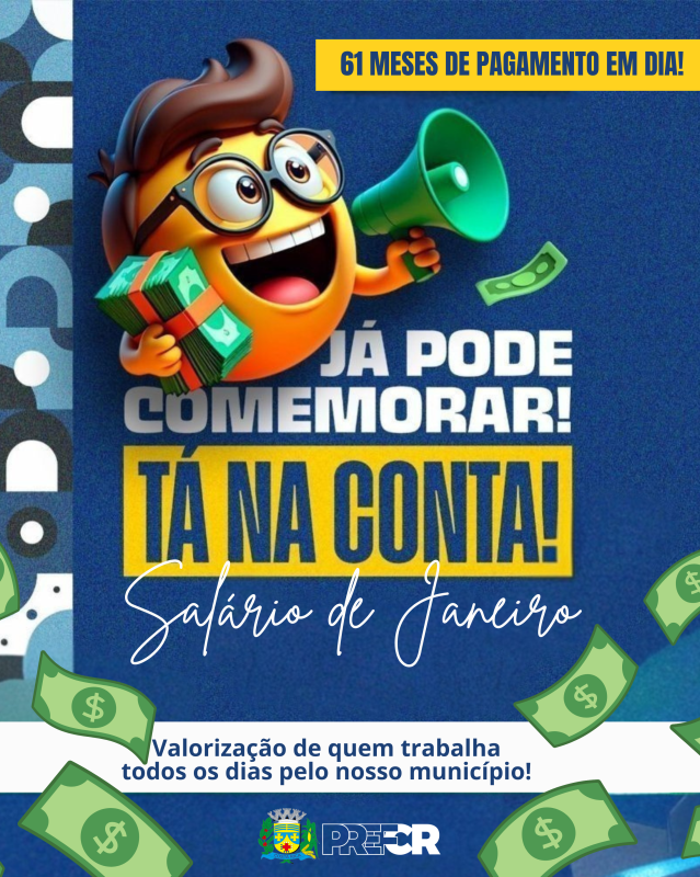 Prefeitura de Costa Rica antecipa salário de janeiro para hoje e injeta mais de R$ 3,4 milhões na economia local